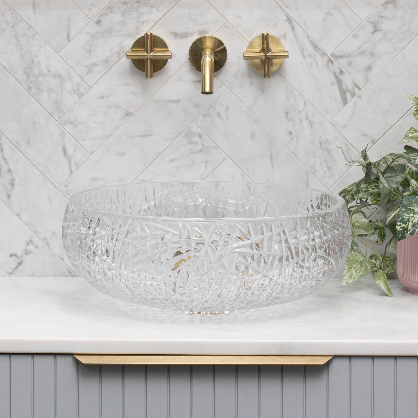 Disco 410mm Above-Counter Glass Basin, Clear Glass