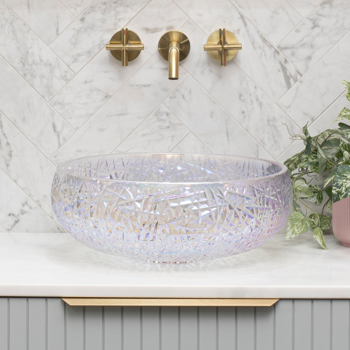 Disco 410mm Above-Counter Glass Basin, Mermaid Glass