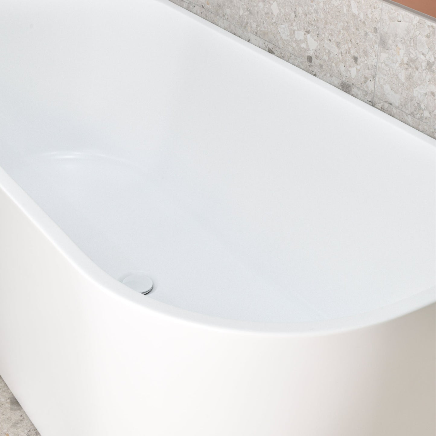 Avalon 1600mm Back to Wall Freestanding Bath, Matte White