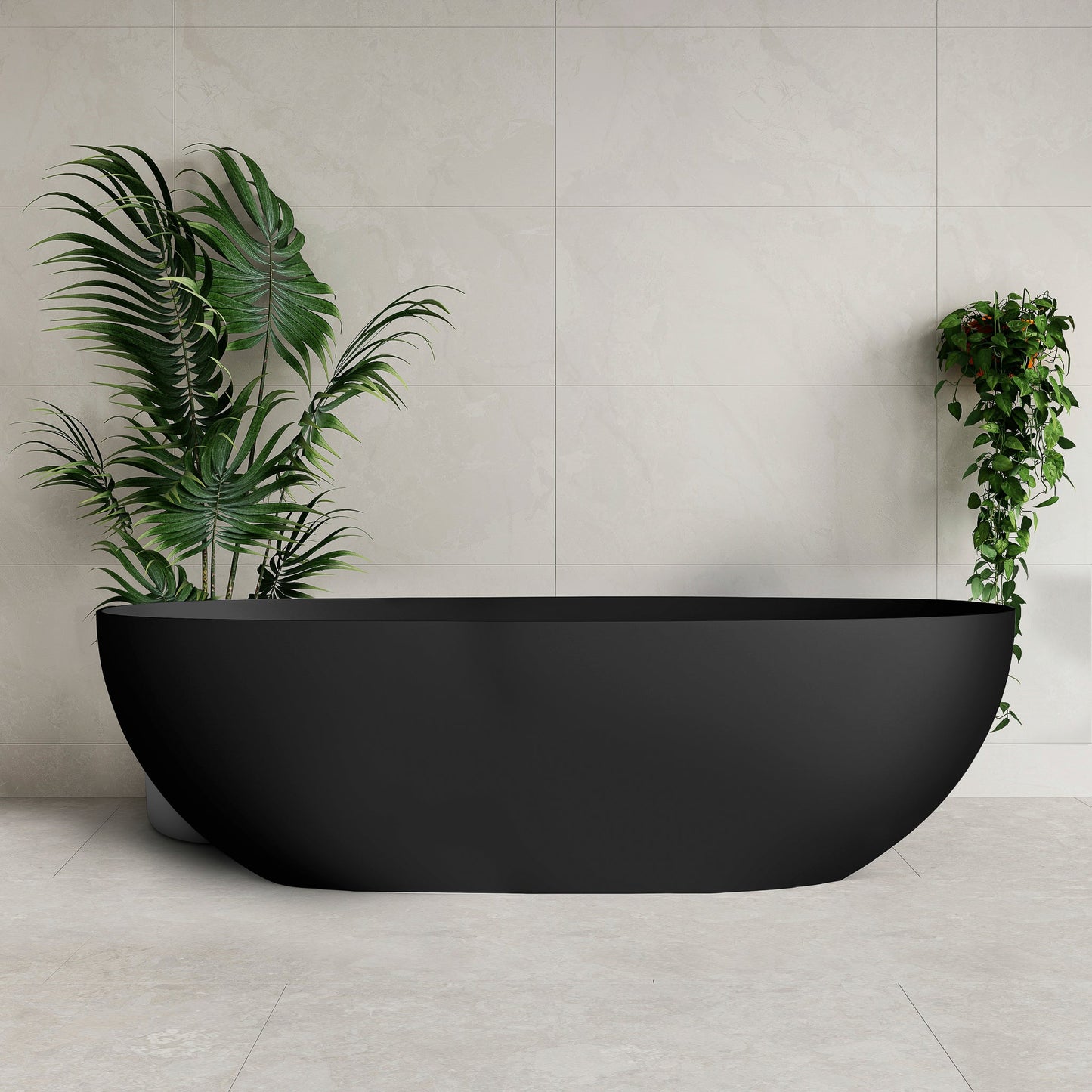 Byron Egg 1800mm Artificial Stone Freestanding Bath, Matte Black