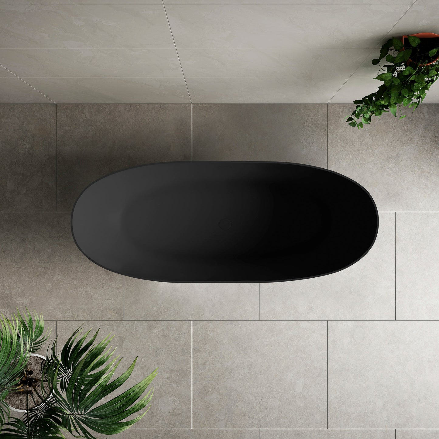 Byron Egg 1800mm Artificial Stone Freestanding Bath, Matte Black