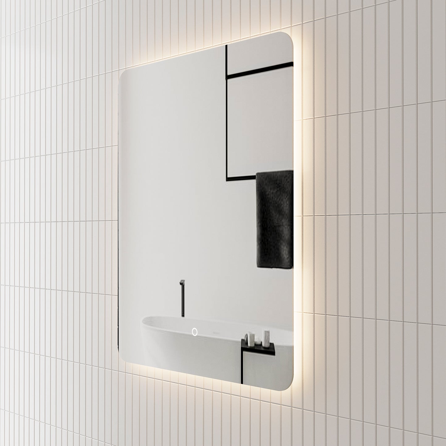 Retti Rectangular 600mm x 750mm Backlit LED Mirror with Polished Edge and Demister