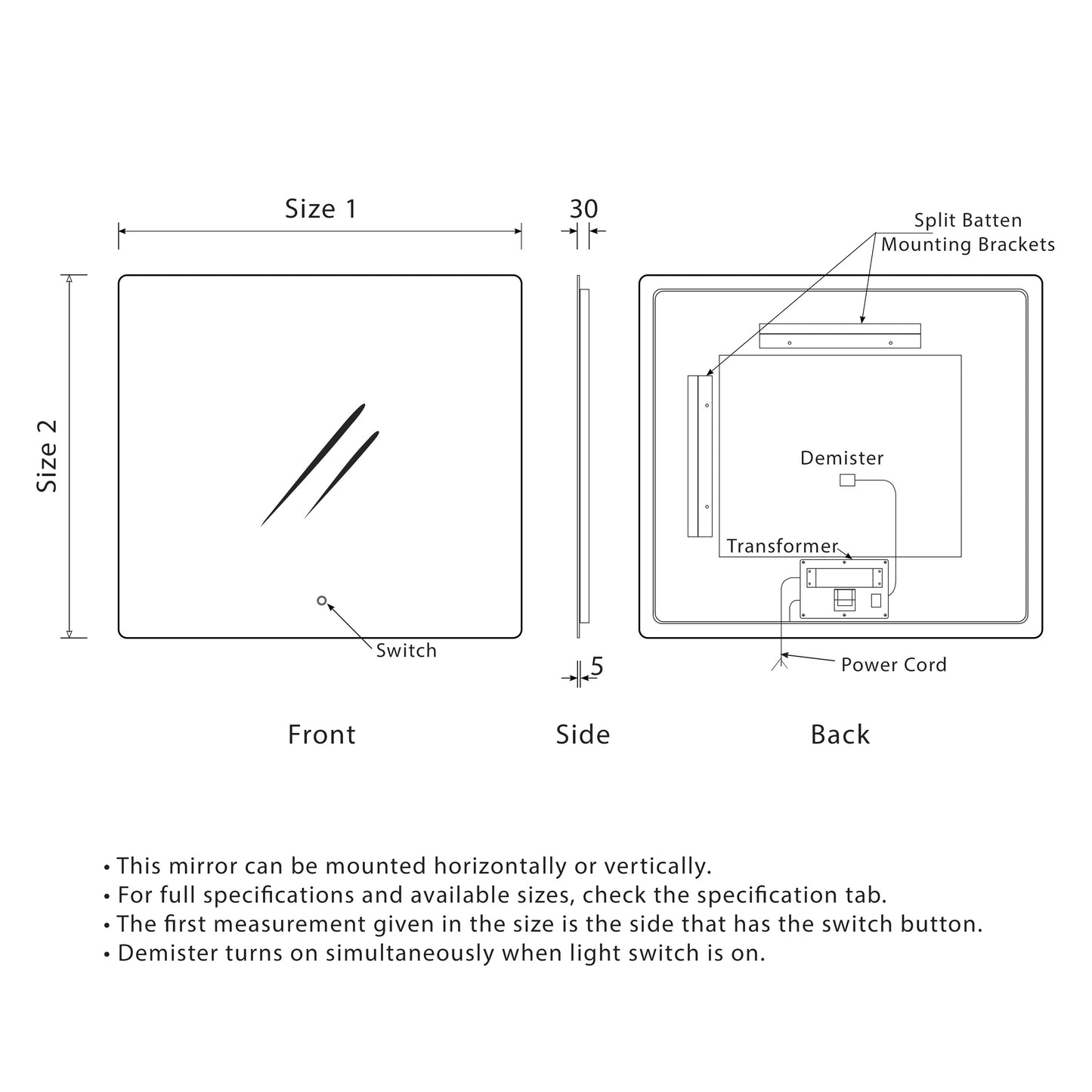 Retti Rectangular 1500mm x 900mm Backlit LED Mirror with Polished Edge and Demister