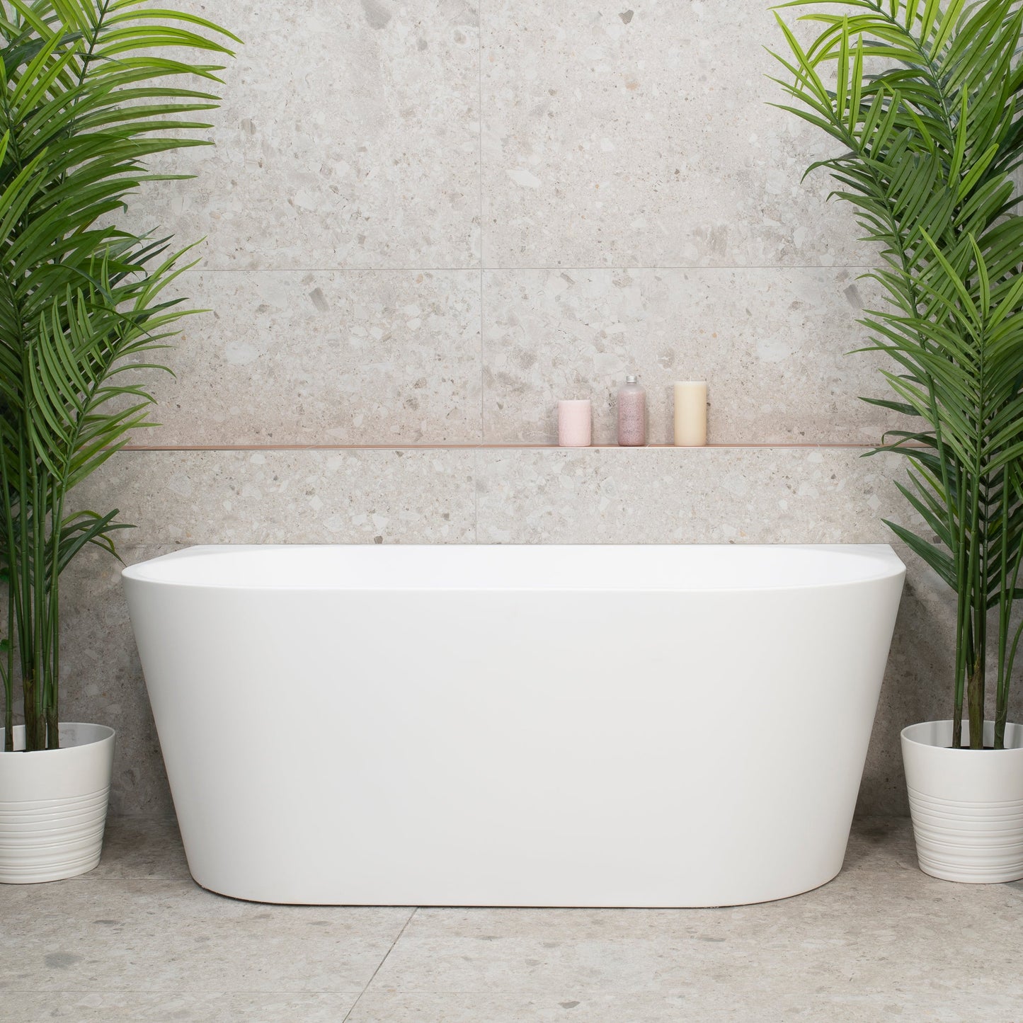 Avalon 1600mm Back to Wall Freestanding Bath, Matte White