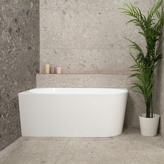 Avalon 1300mm Left Corner Freestanding Bath, Gloss White