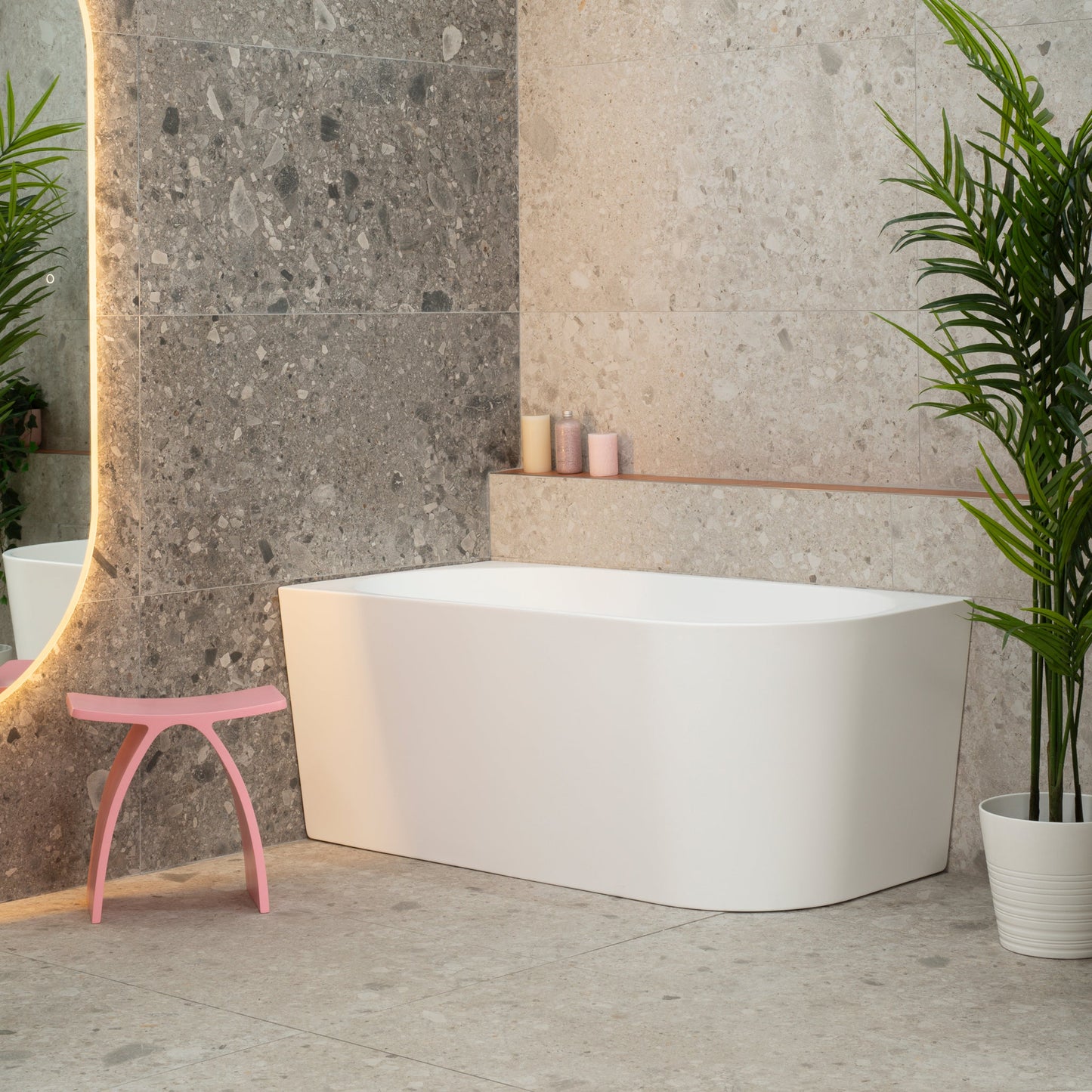 Avalon 1300mm Left Corner Freestanding Bath, Matte White
