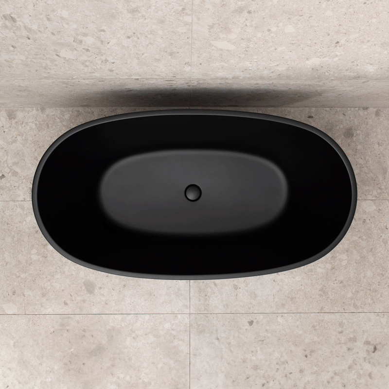 Byron Egg 1300mm Oval Freestanding Bath, Matte Black