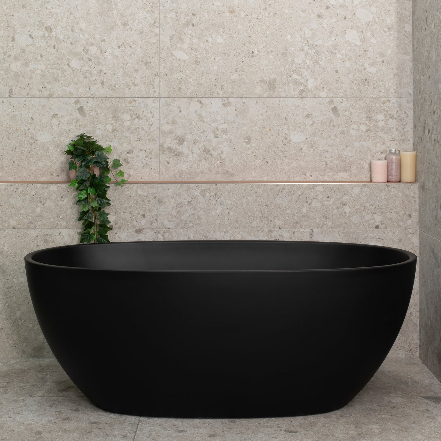 Byron Egg 1500mm Oval Freestanding Bath, Matte Black