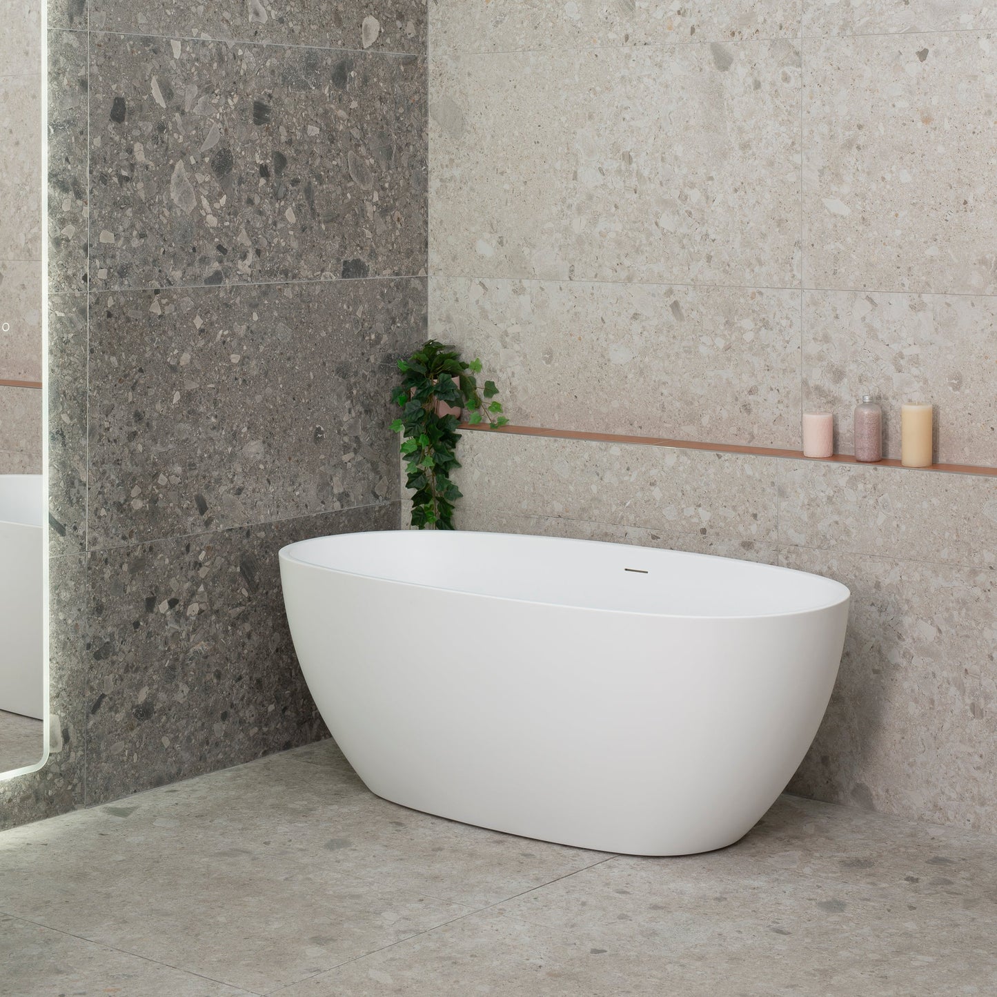 Byron Egg 1500mm Oval Freestanding Bath with Overflow, Matte White