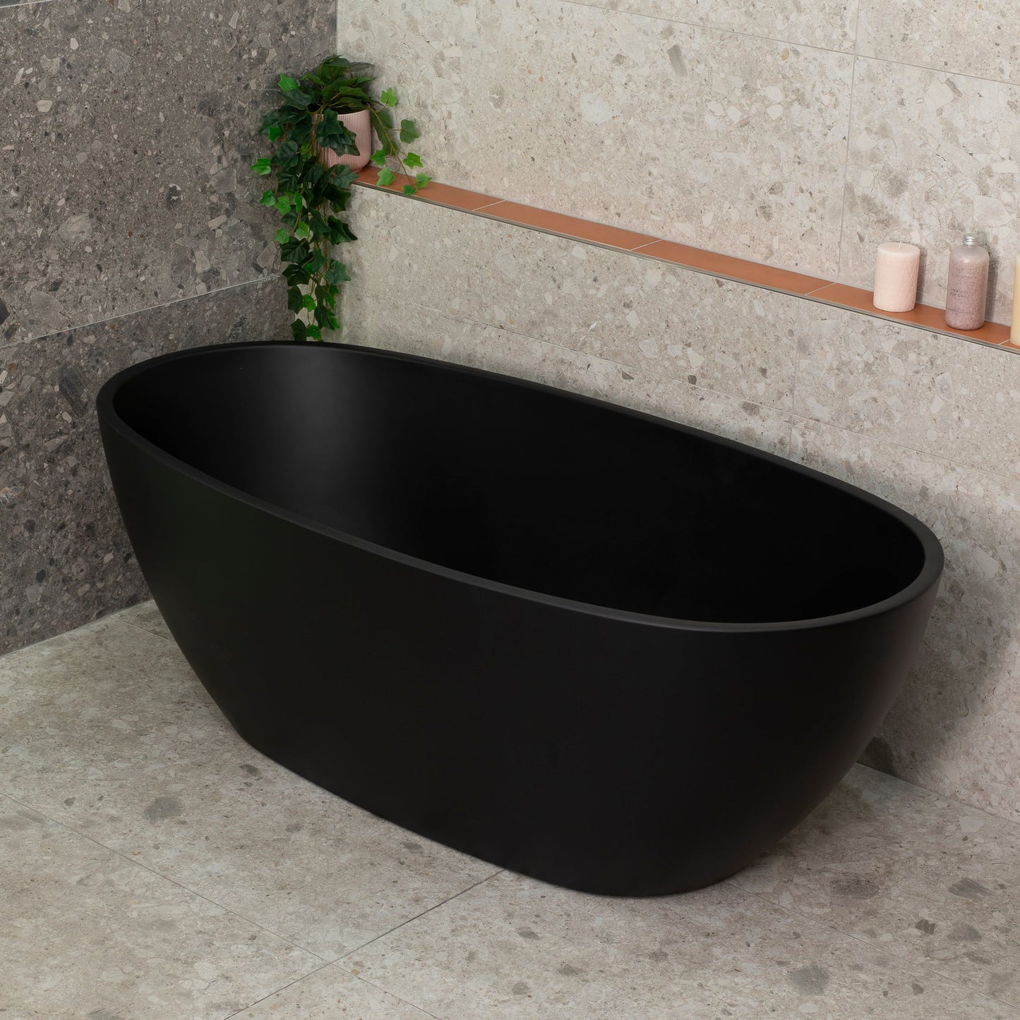 Byron Egg 1600mm Oval Freestanding Bath, Matte Black