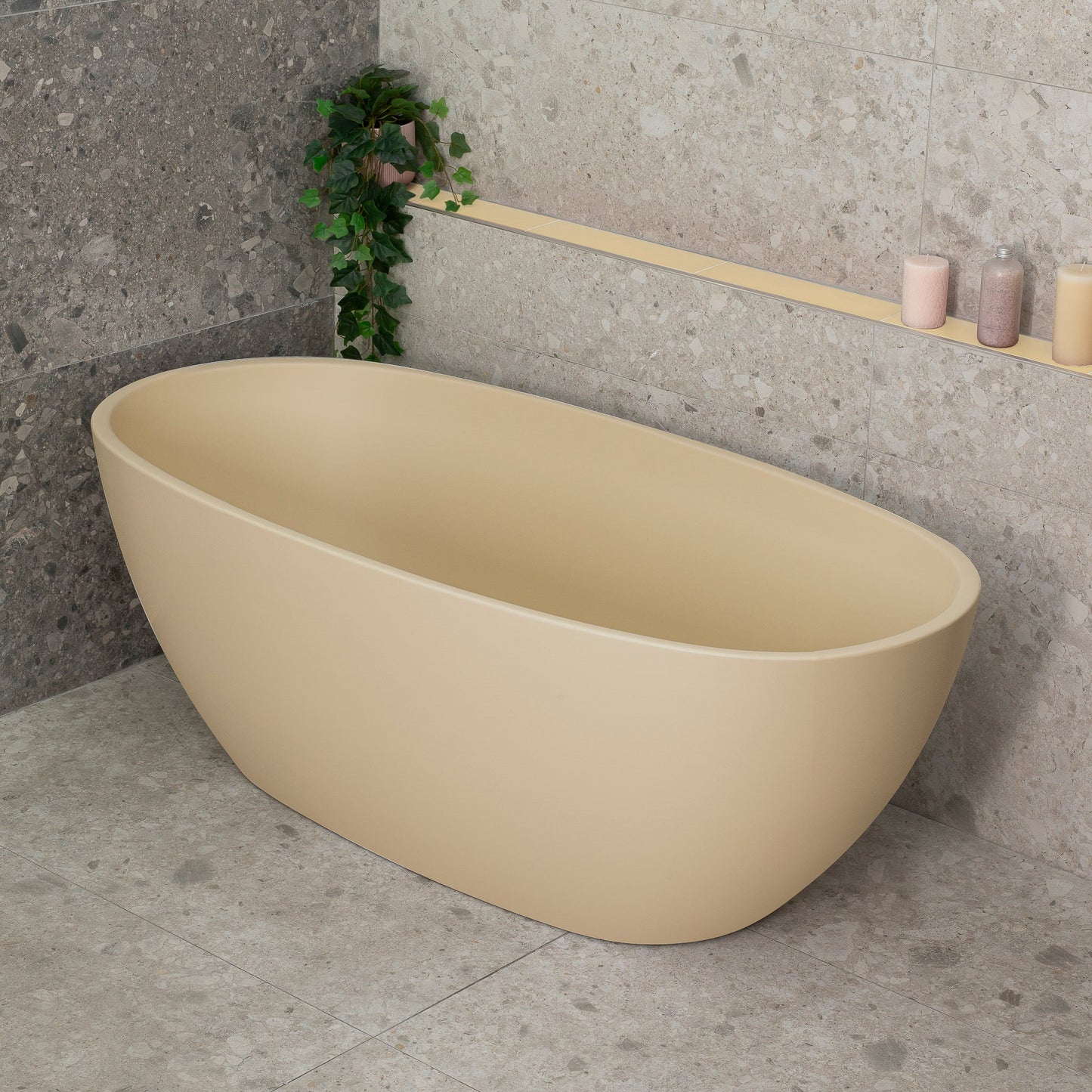 Byron Egg 1600mm Oval Freestanding Bath, Matte Vanilla Beige - SPECIAL EDITION