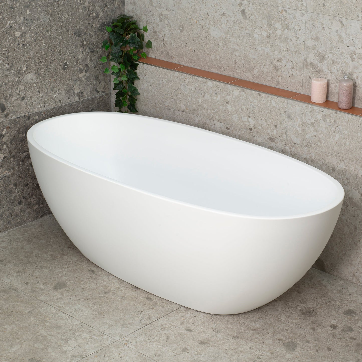 Byron Egg 1700mm Oval Freestanding Bath, Matte White