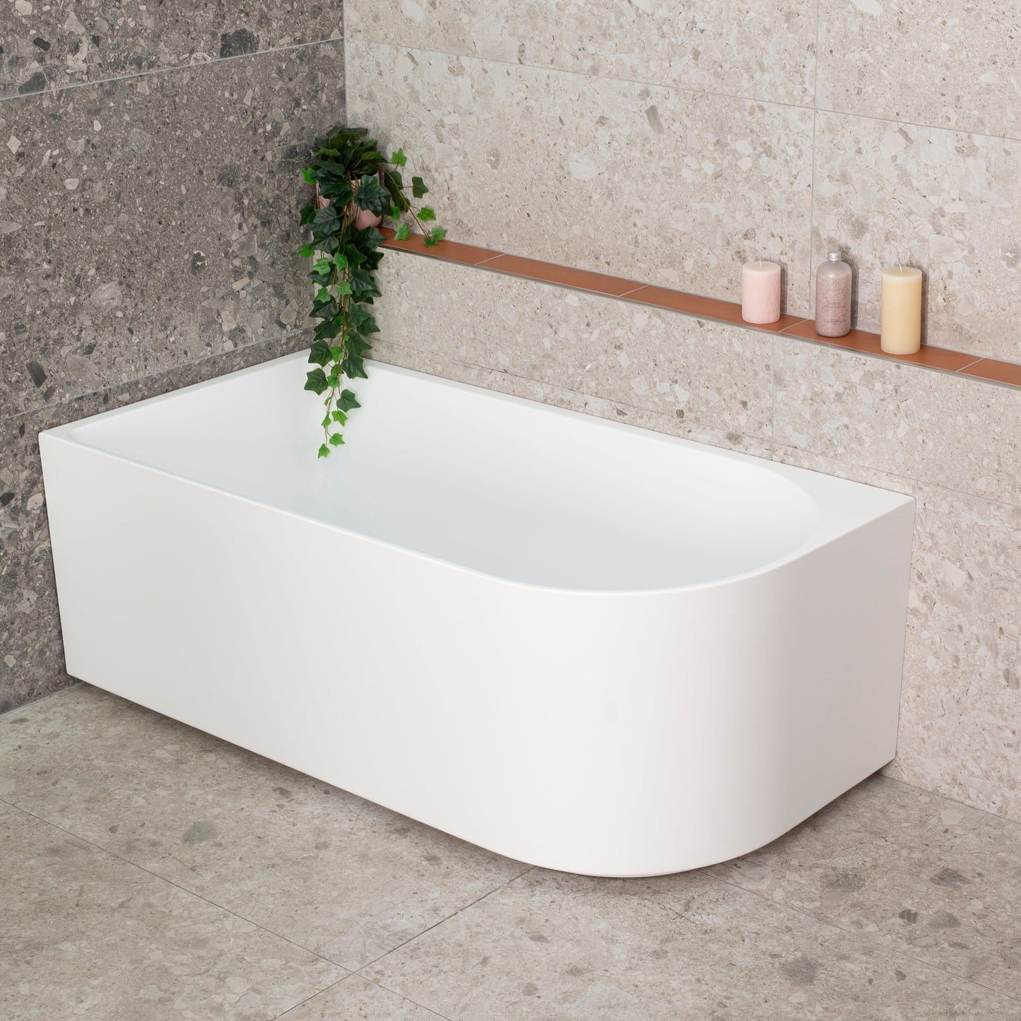 Arco 1500mm Freestanding Left Corner Bath, Matte White