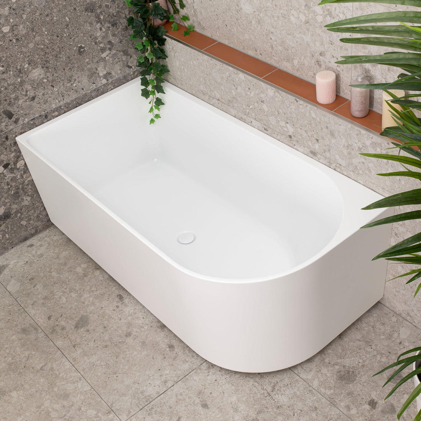 Arco 1500mm Freestanding Left Corner Bath, Matte White