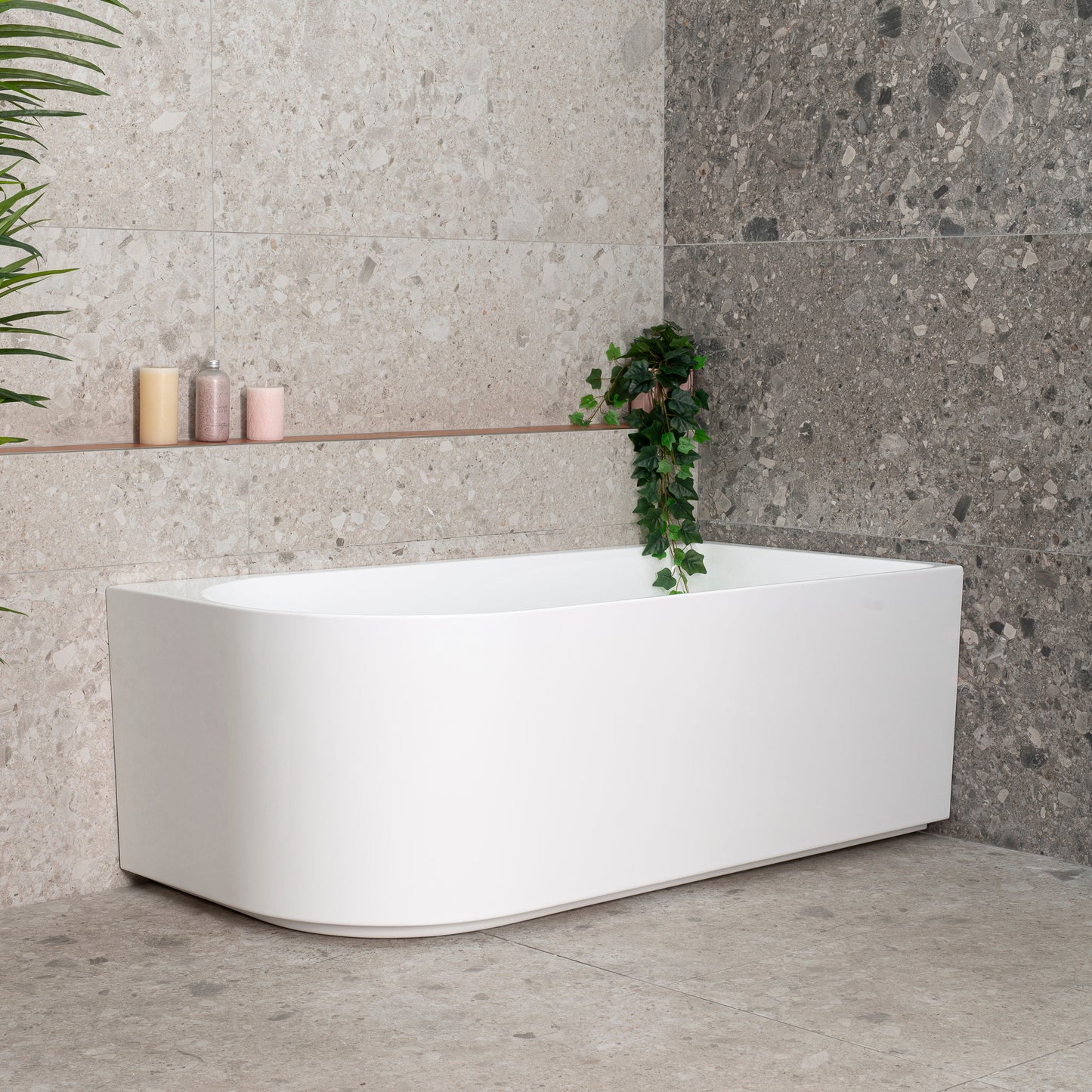 Arco 1500mm Freestanding Right Corner Bath, Gloss White