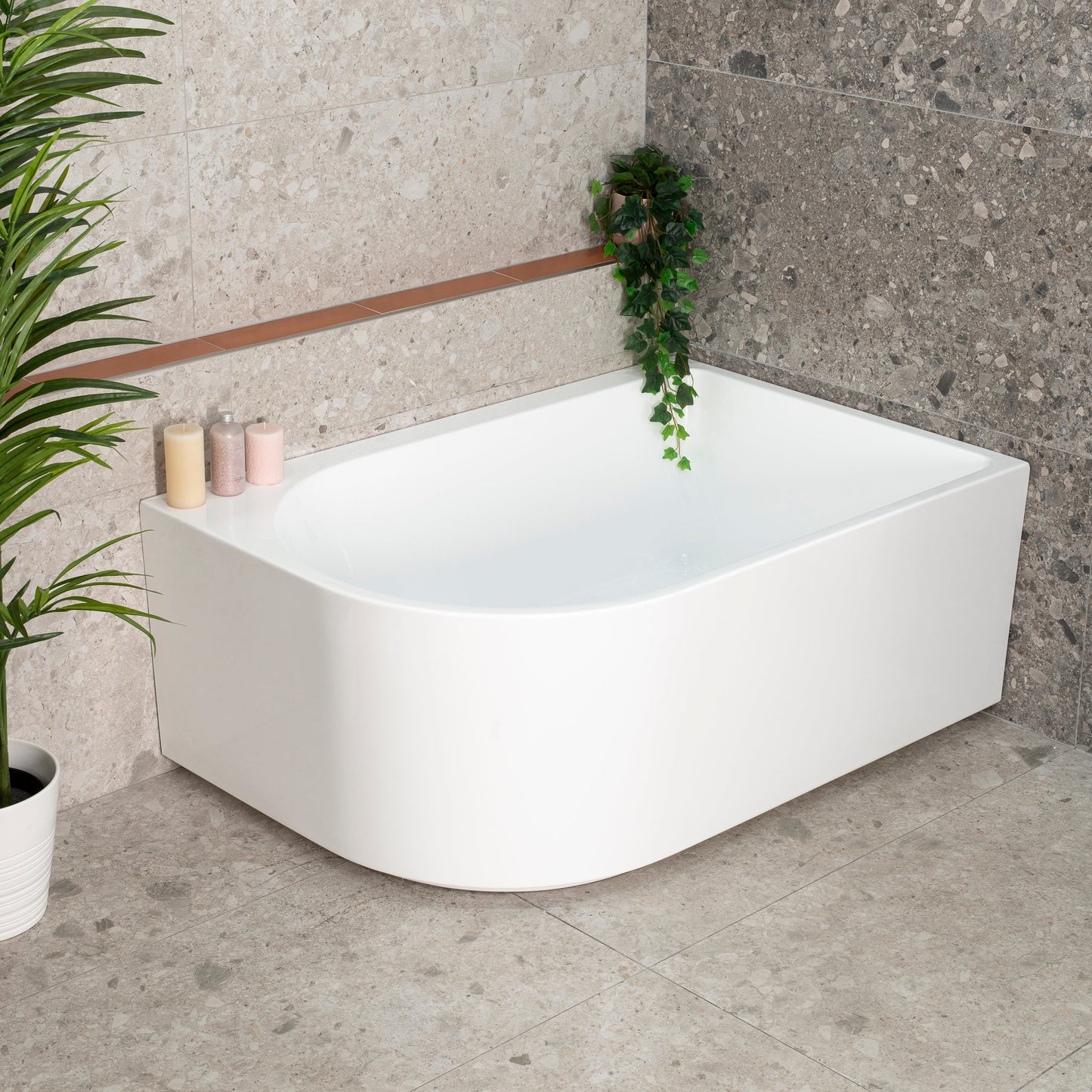 Arco Plus 1400mm Right Corner Bath, Gloss White
