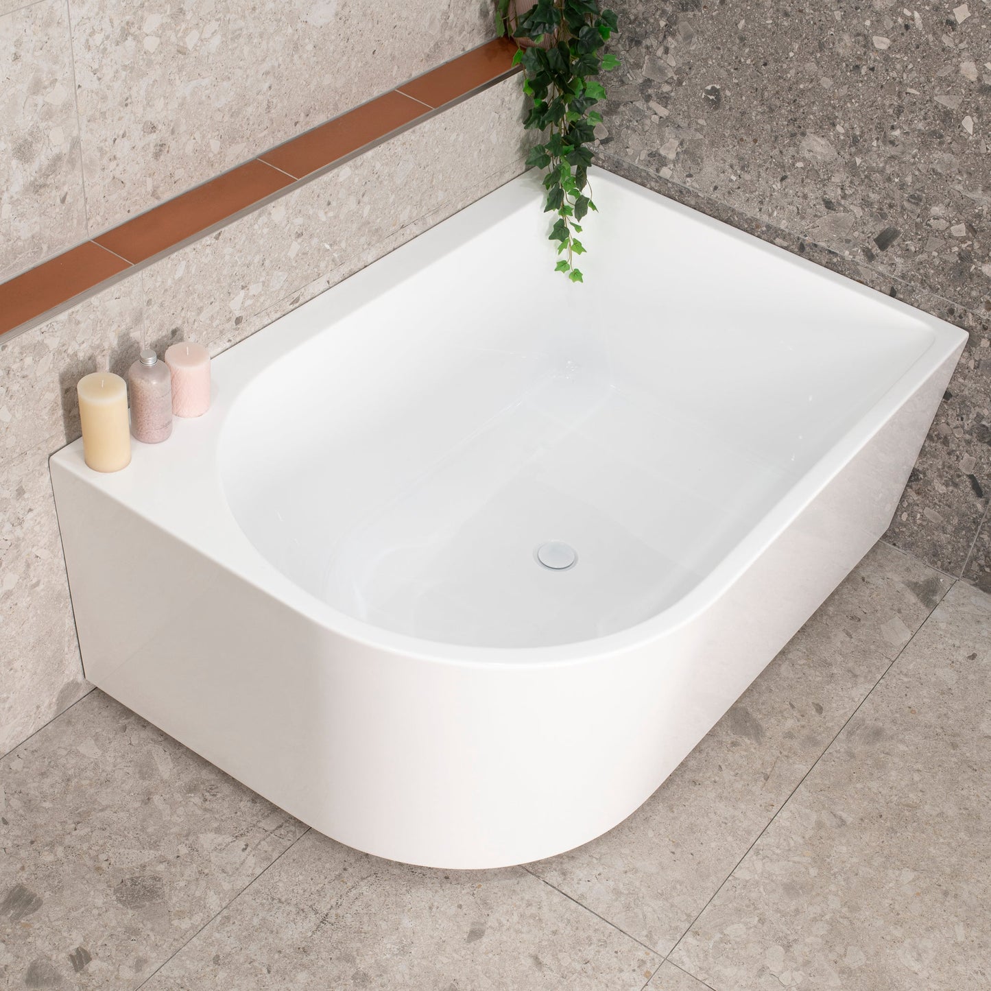 Arco Plus 1400mm Right Corner Bath, Gloss White