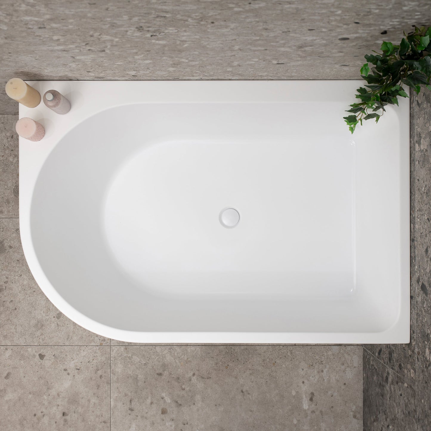 Arco Plus 1400mm Right Corner Bath, Matte White