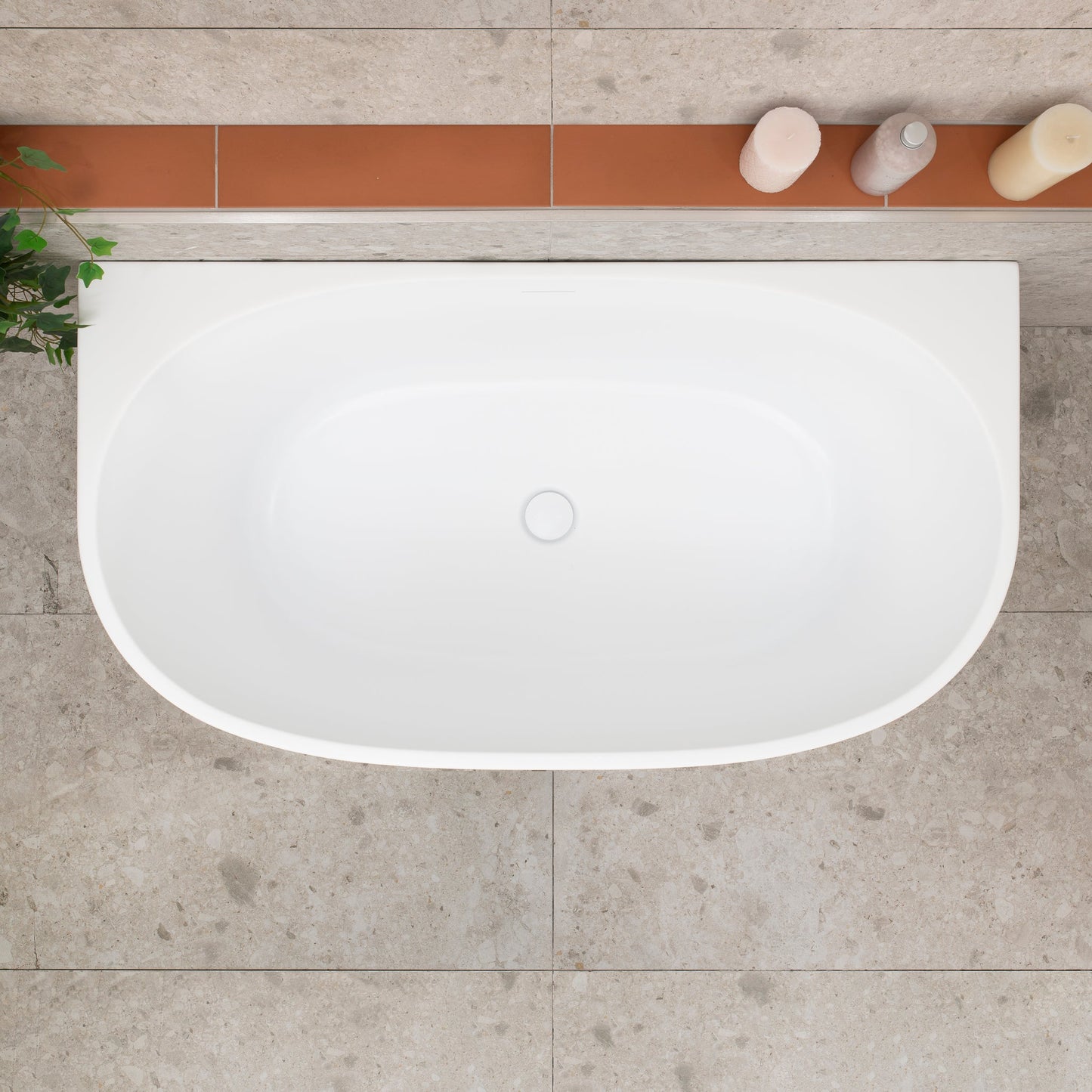 Byron Egg 1200mm Back to Wall Freestanding Bath, Matte White