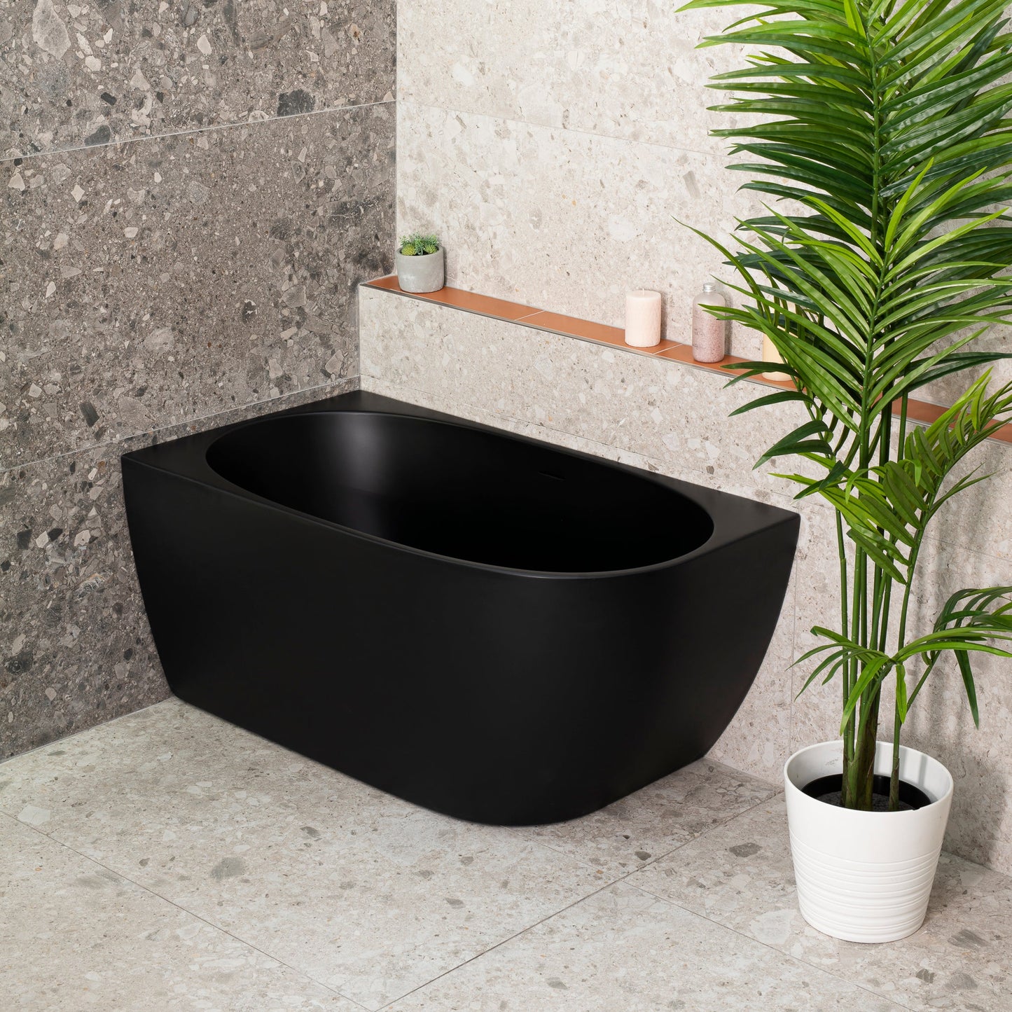 Byron Egg 1200mm Left Corner Freestanding Bath, Matte Black