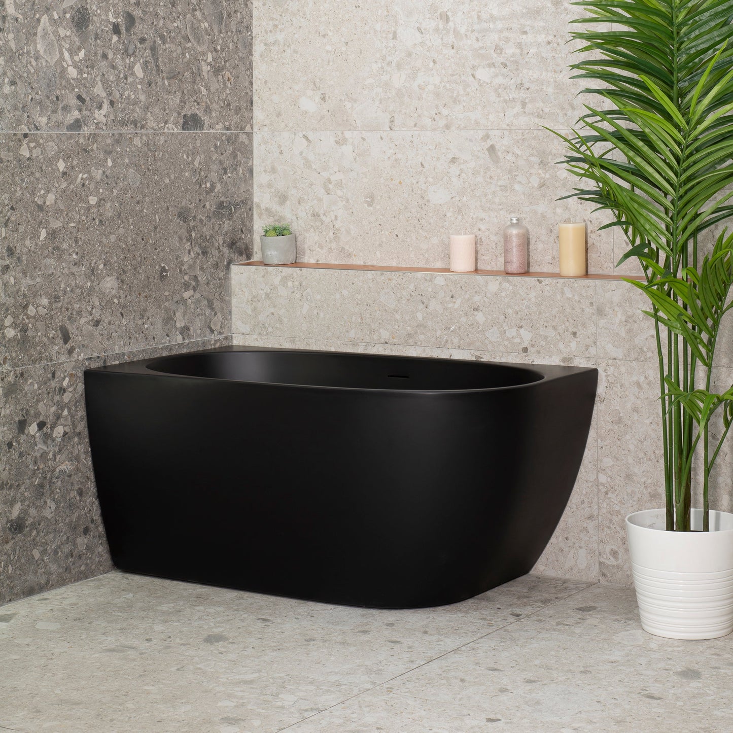 Byron Egg 1200mm Left Corner Freestanding Bath, Matte Black