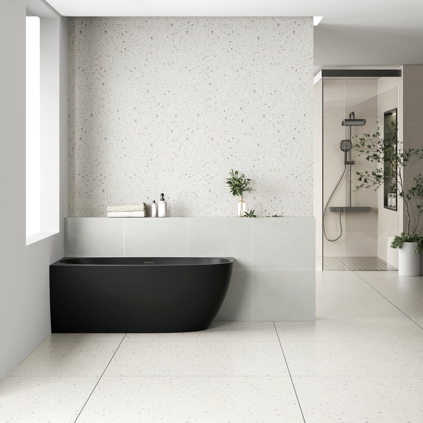 Byron Egg 1400mm Left Corner Freestanding Bath, Matte Black