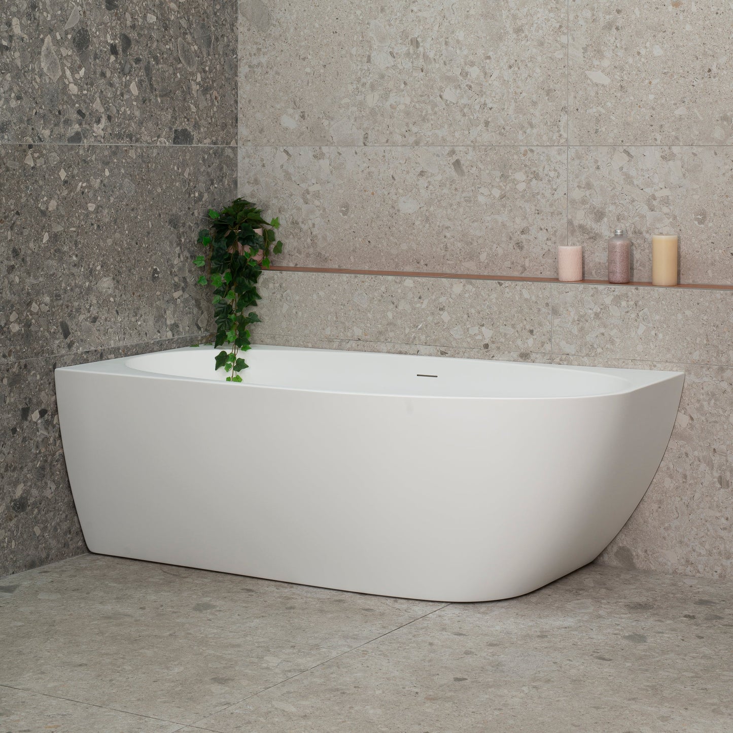 Byron Egg 1600mm Left Corner Freestanding Bath, Matte White