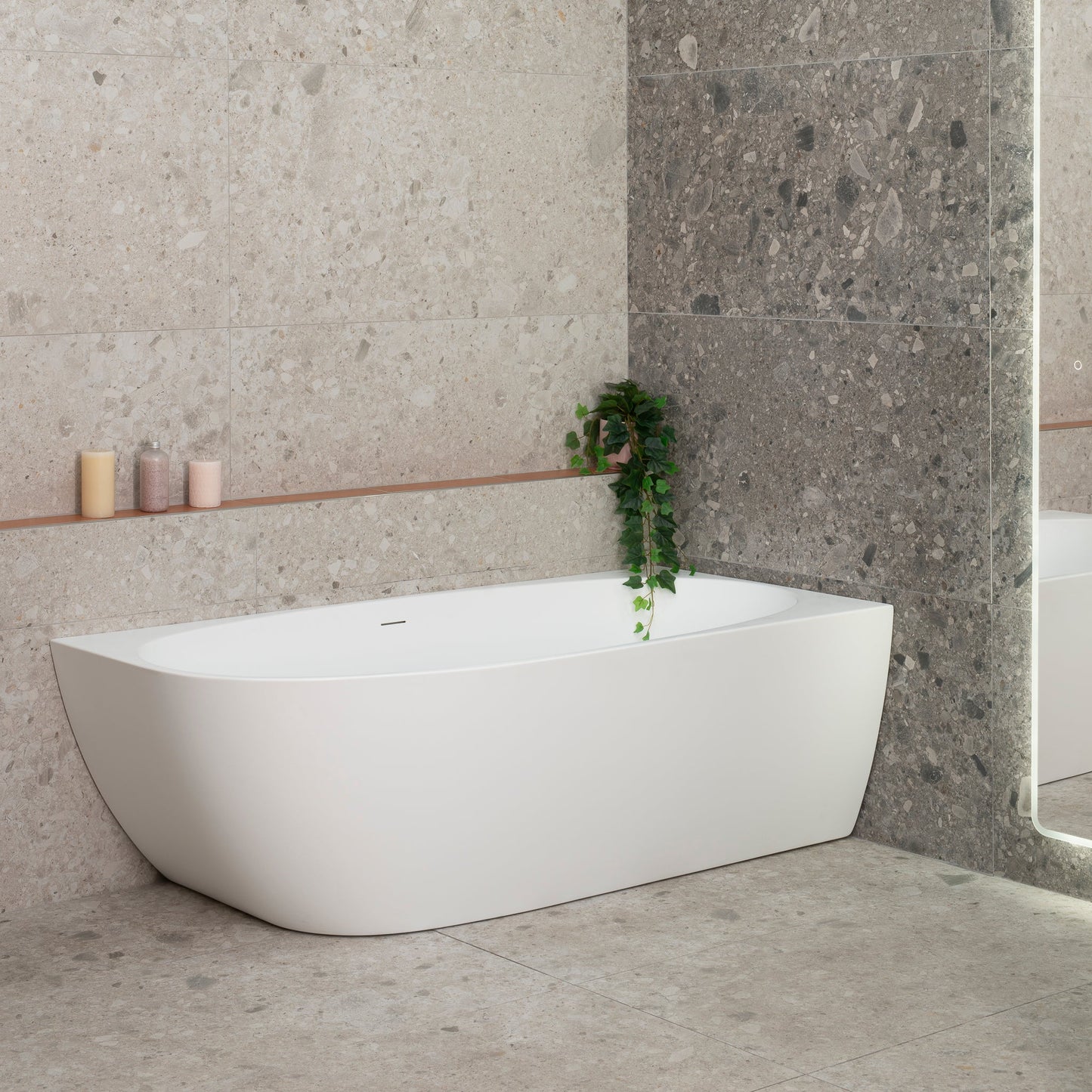 Byron Egg 1700mm Right Corner Freestanding Bath, Matte White