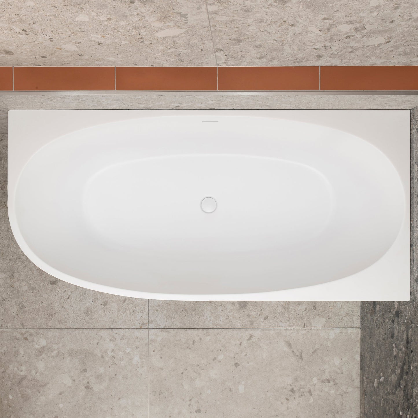 Byron Egg 1700mm Right Corner Freestanding Bath, Matte White