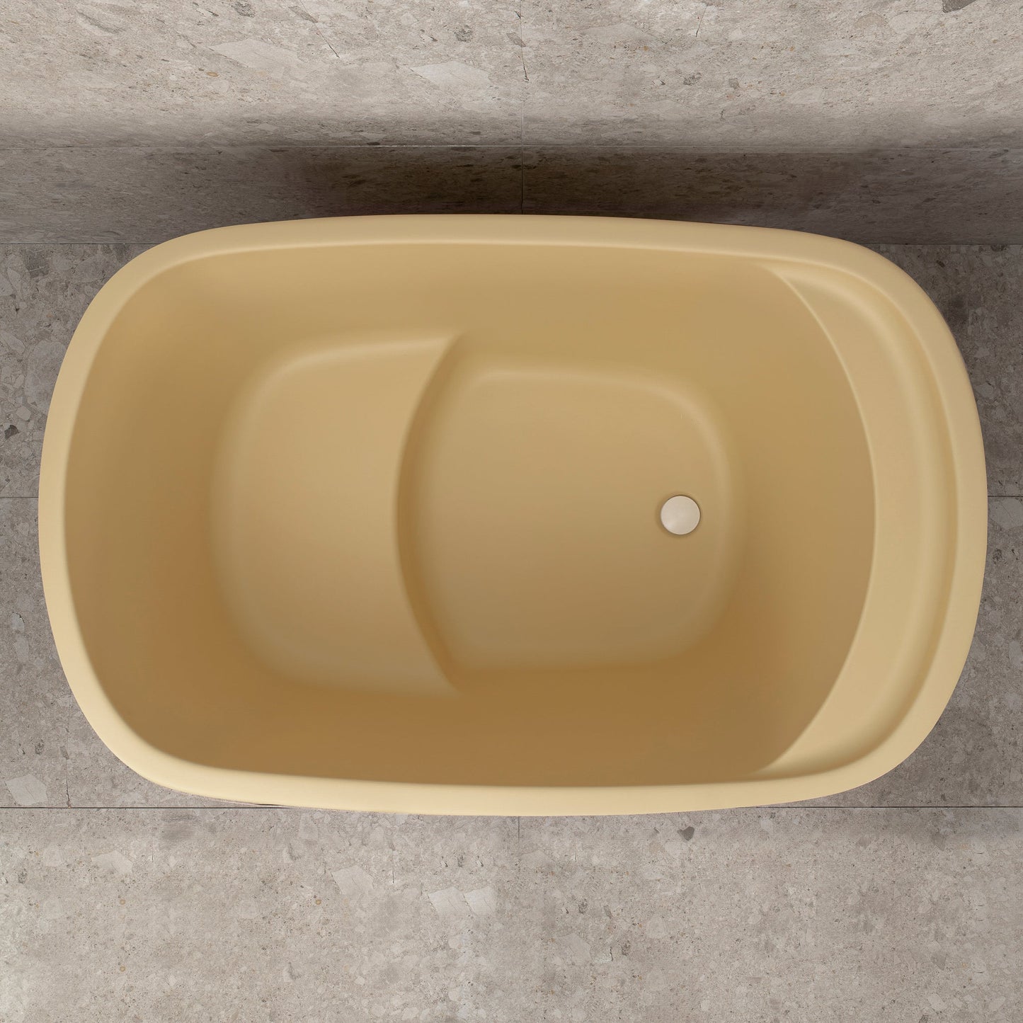 Ofuro 1200mm Extra Height Japanese Soaking Freestanding Bath with Seat, Matte Vanilla Beige - SPECIAL EDITION