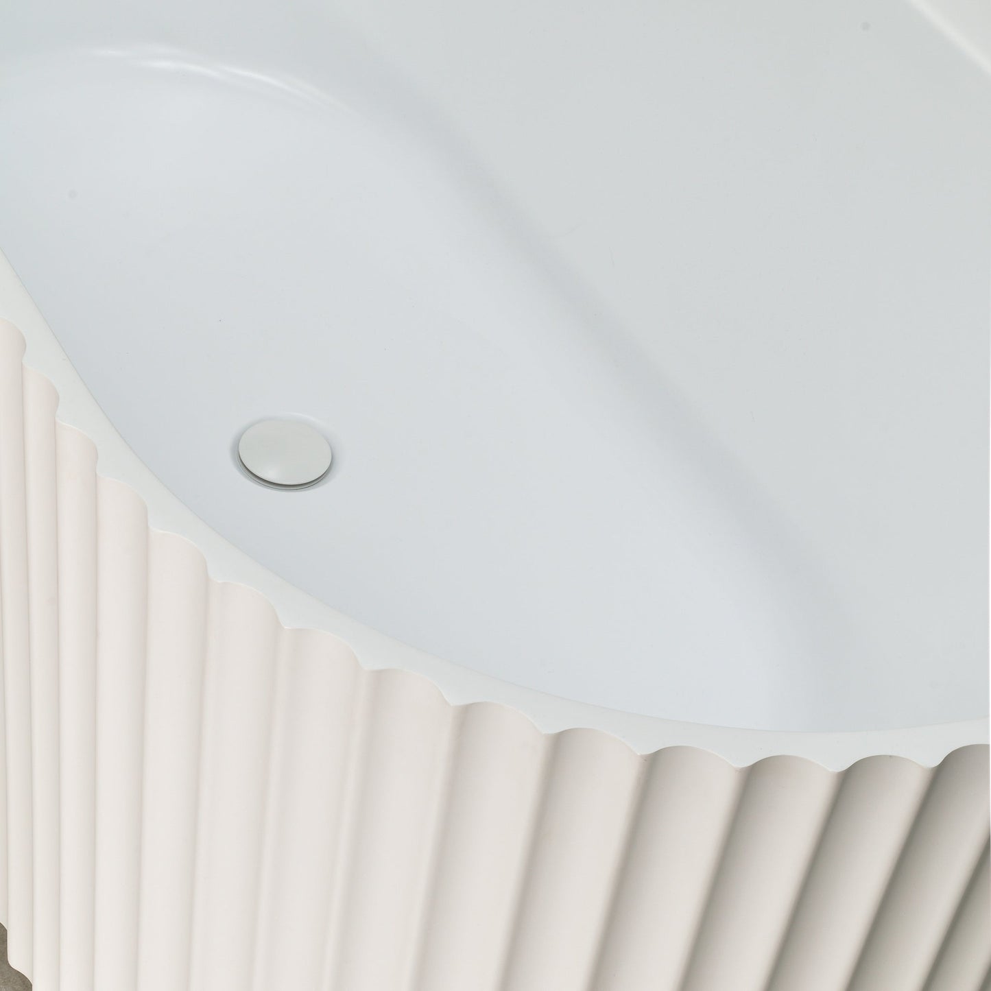 Agora Groove 1500mm Fluted Oval Freestanding Back to Wall Bath, Gloss White