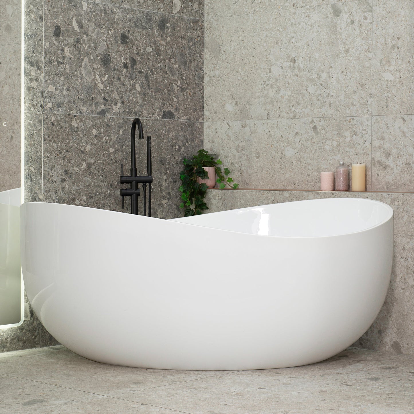 Wave Oval 1800mm Wide Freestanding Bath, Gloss White