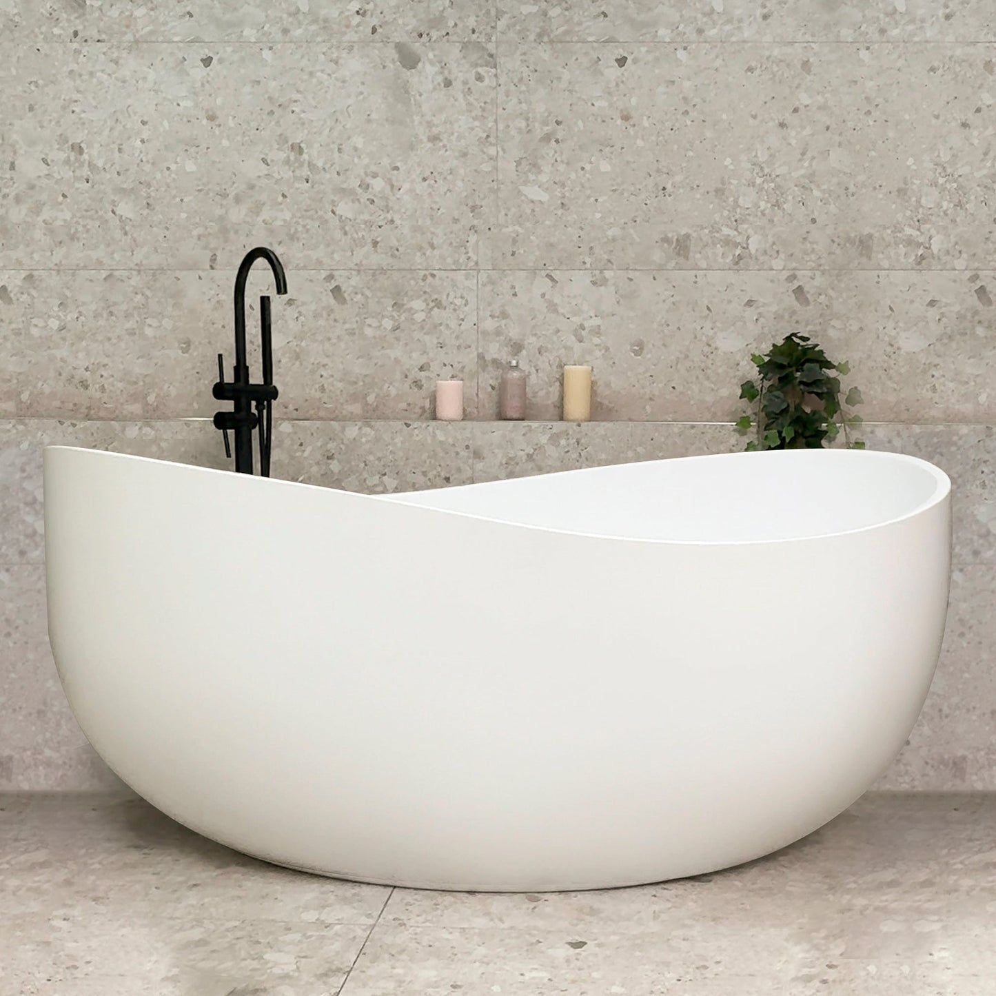 Wave Oval 1800mm Wide Freestanding Bath, Matte White