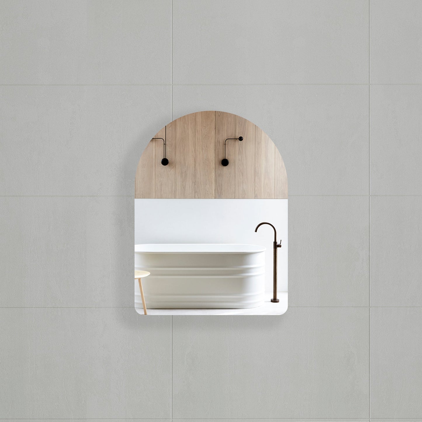 Arco Arch 600mm x 800mm Mirrored Shaving Cabinet, Matte White