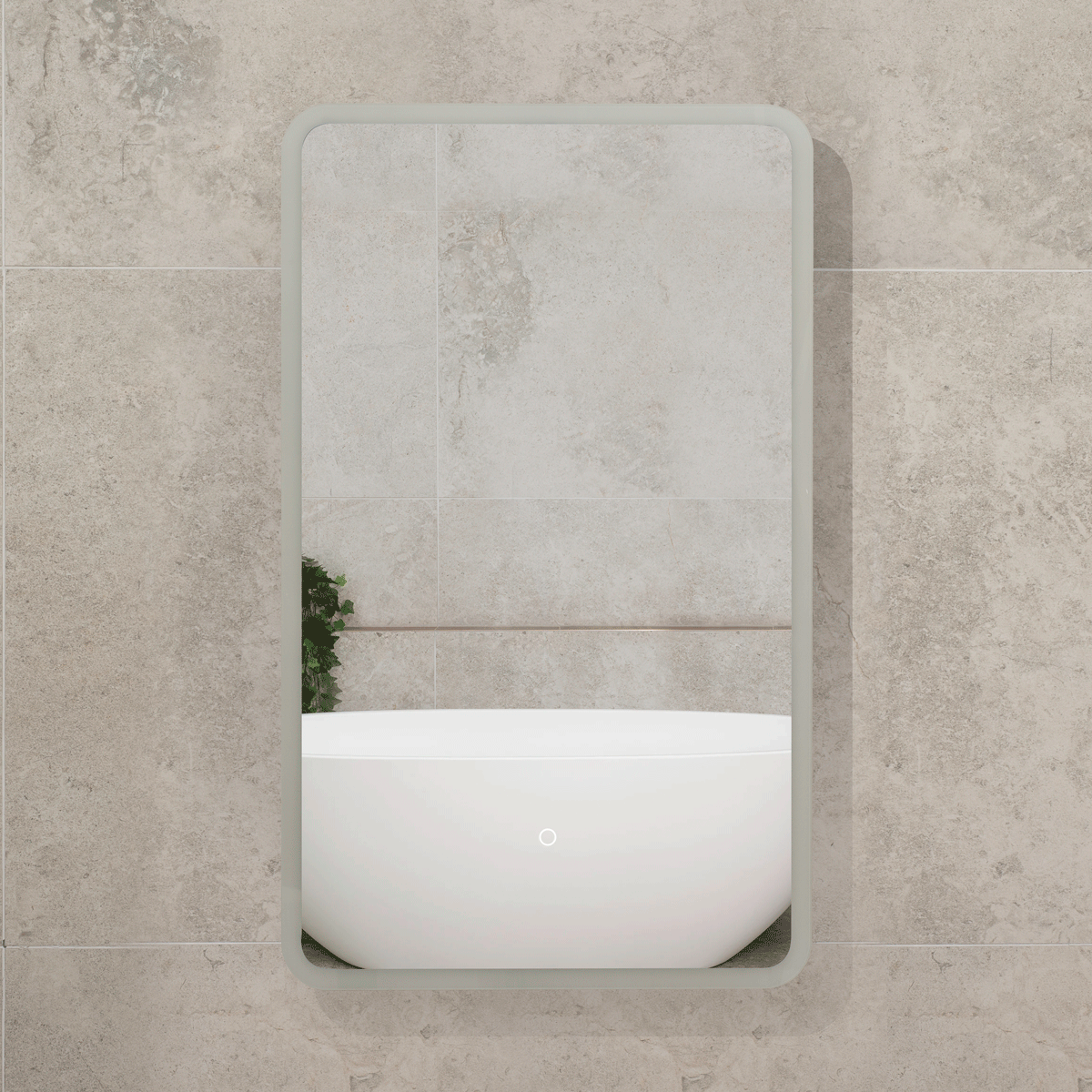 Retti Rectangular 450mm x 750mm Frontlit LED Mirrored Shaving Cabinet, Matte White