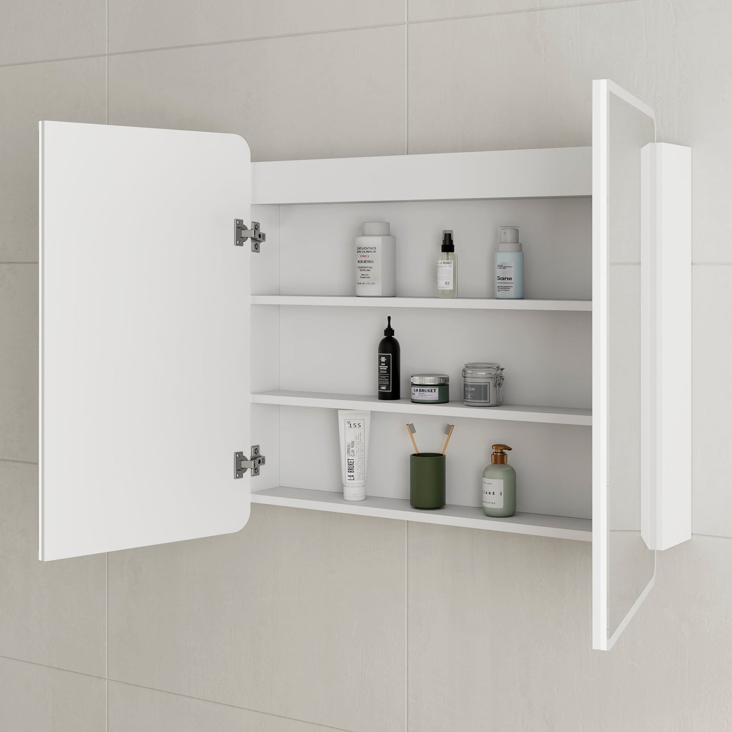 Retti Rectangular 900mm x 750mm Frontlit LED Mirrored Shaving Cabinet, Matte White