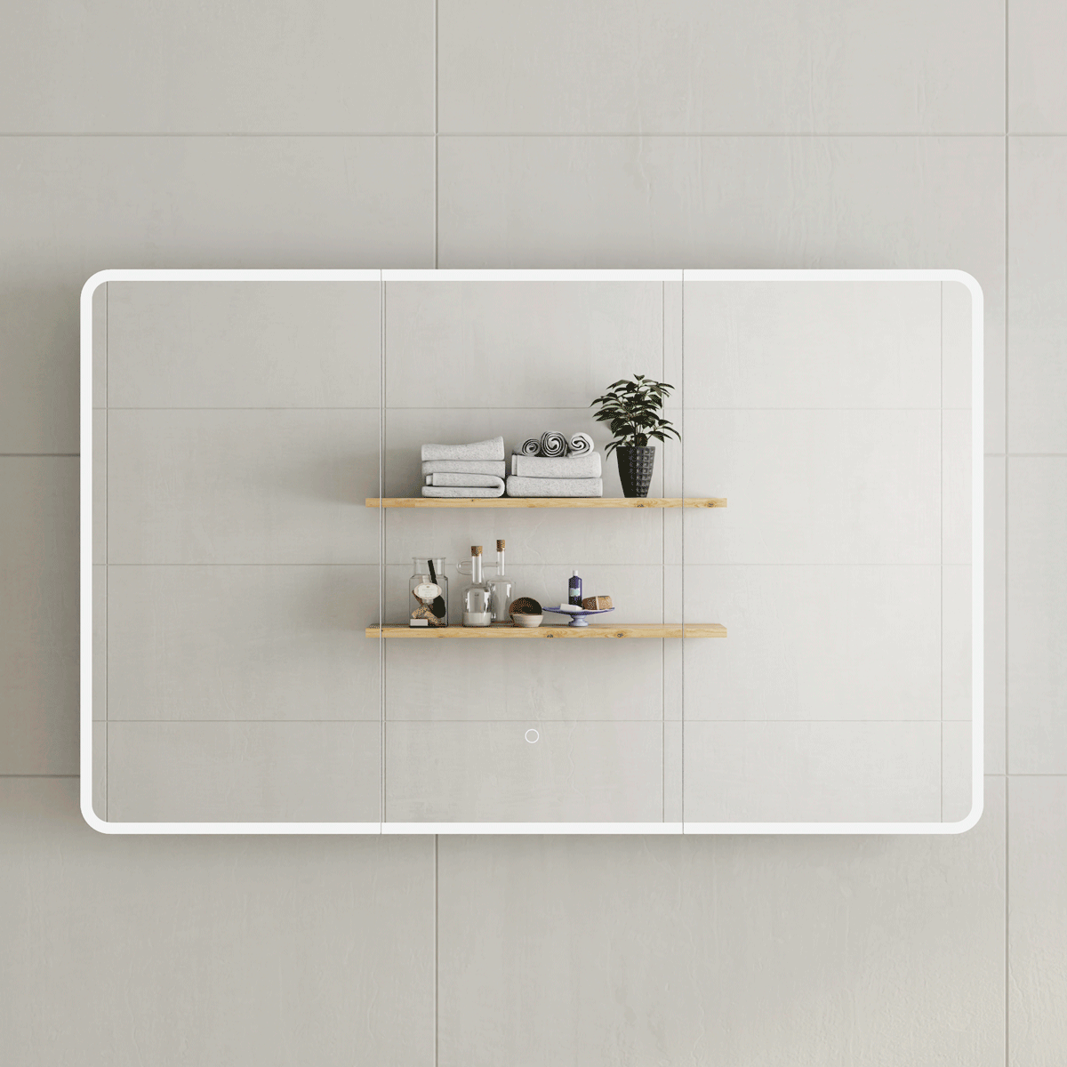 Retti Rectangular 1200mm x 750mm Frontlit LED Mirrored Shaving Cabinet, Matte White
