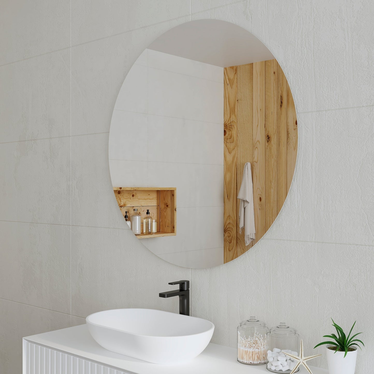 Circa Round 1100mm Frameless Mirror with Polished Edge