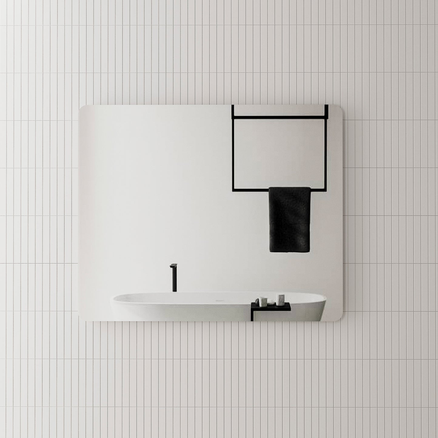 Retti Rectangular 1100mm x 900mm Frameless Mirror with Polished Edge and Round Corners