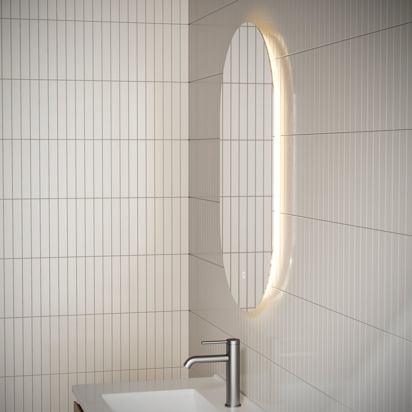 Pill Oval 500mm x 800mm Backlit LED Mirror with Polished Edge and Demister