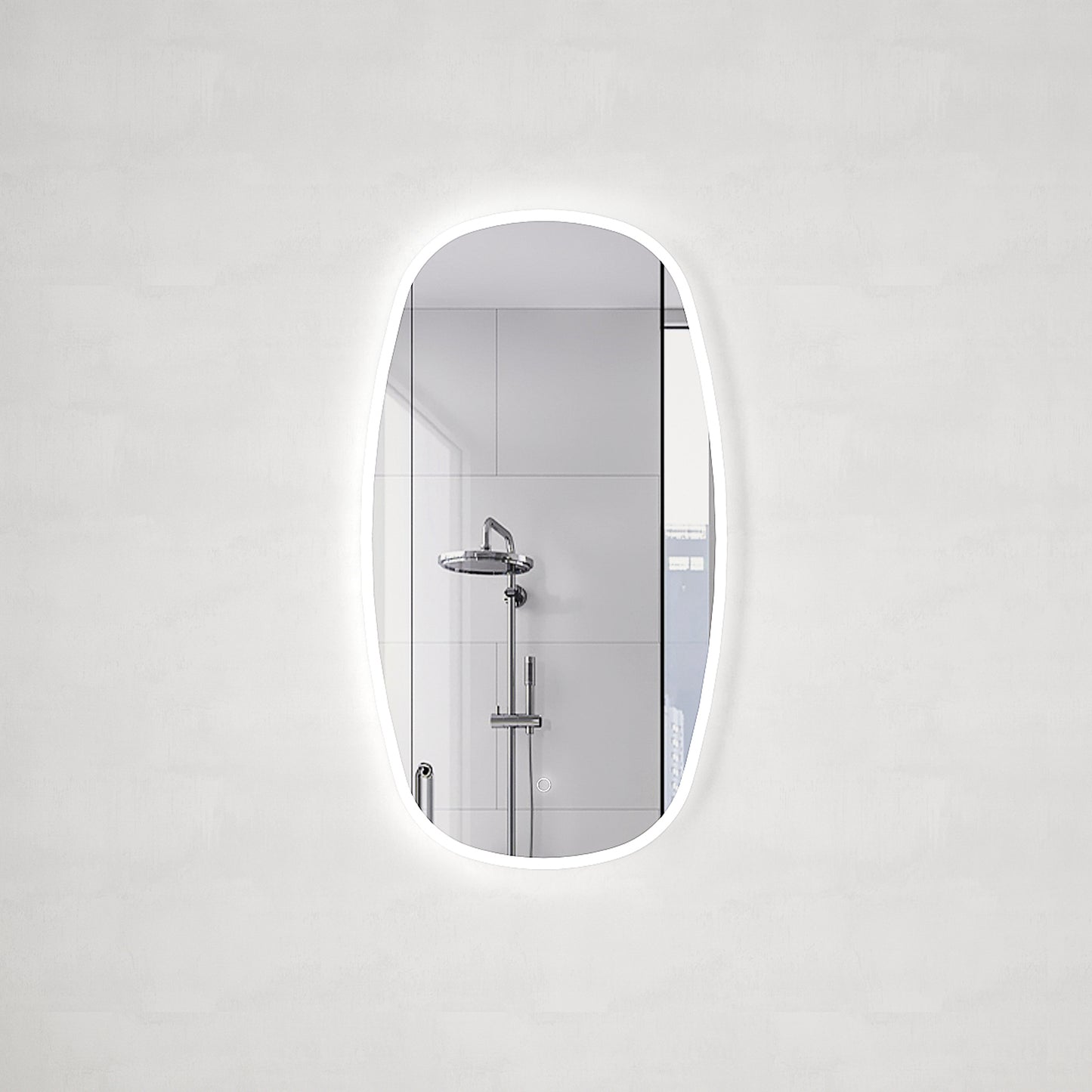 Riri Oblong 500mm x 900mm LED Mirror with Frosted Glass Border and Demister