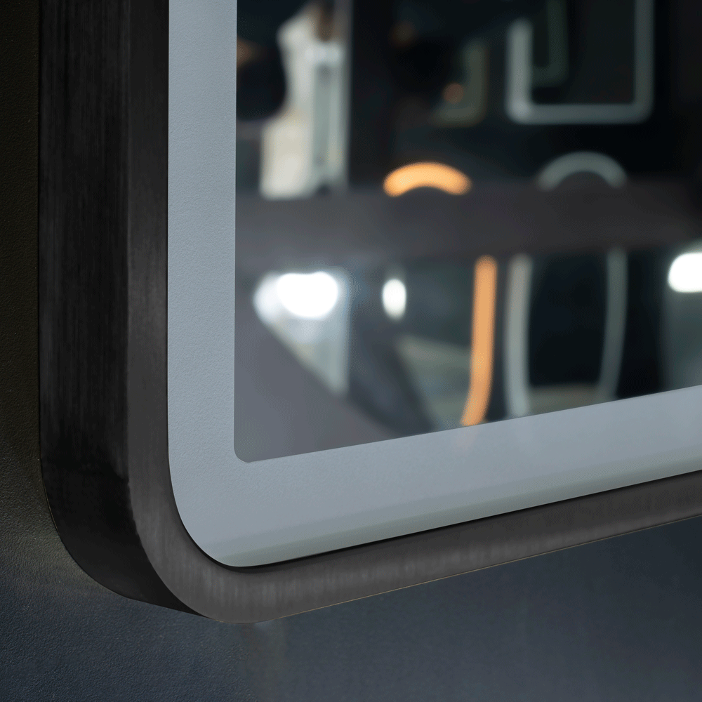 Arco Arch 500mm x 1000mm Frontlit LED Framed Mirror in Matte Black with Demister
