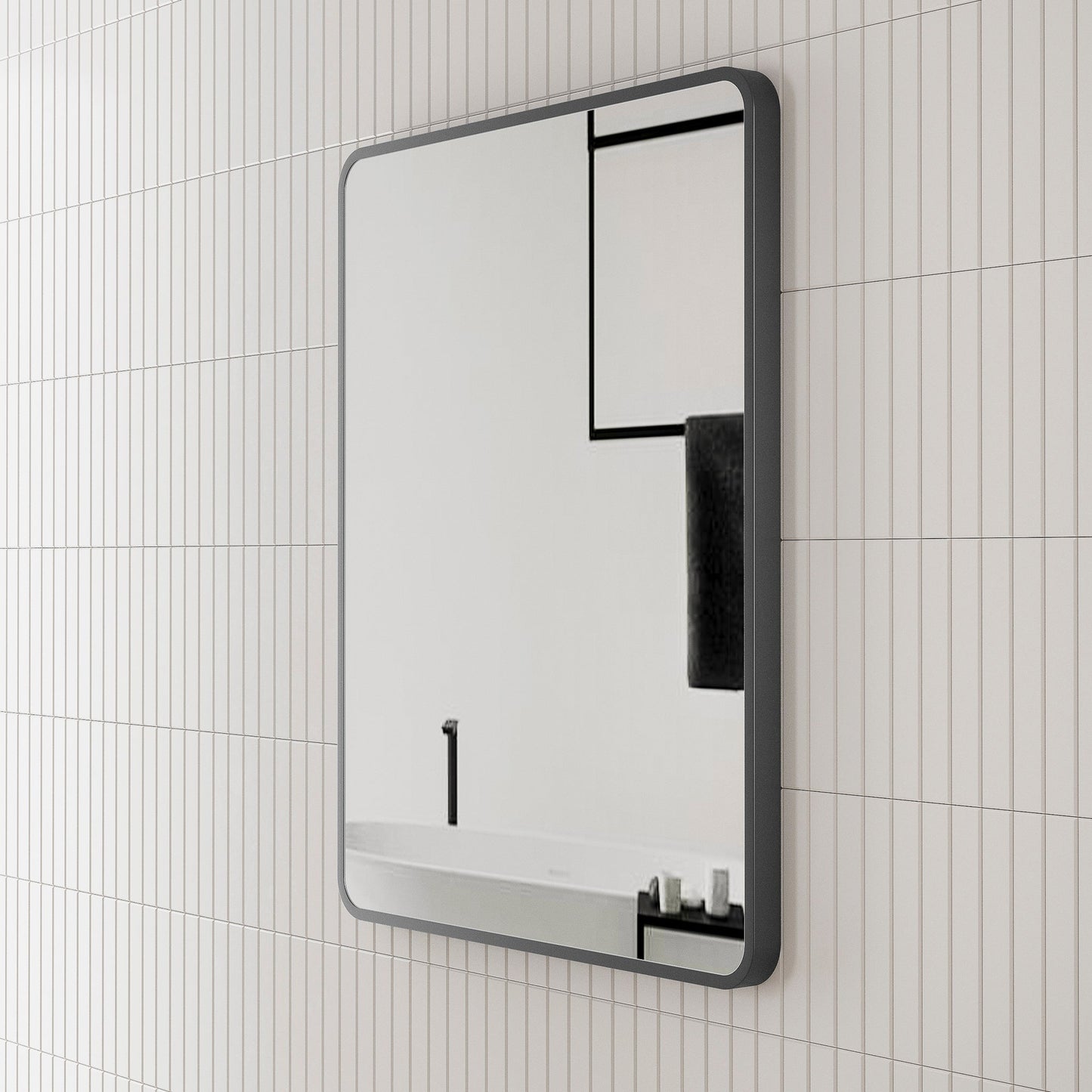 Retti Rectangular 750mm x 900mm Mirror with Matte Black Frame