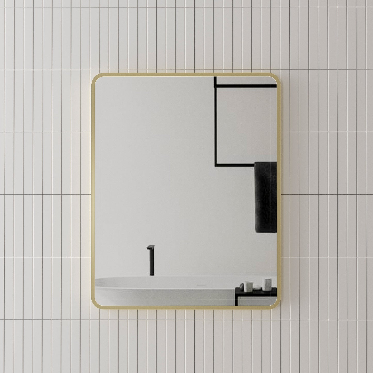 Retti Rectangular 600mm x 750mm Mirror with Brushed Brass (Gold) Frame