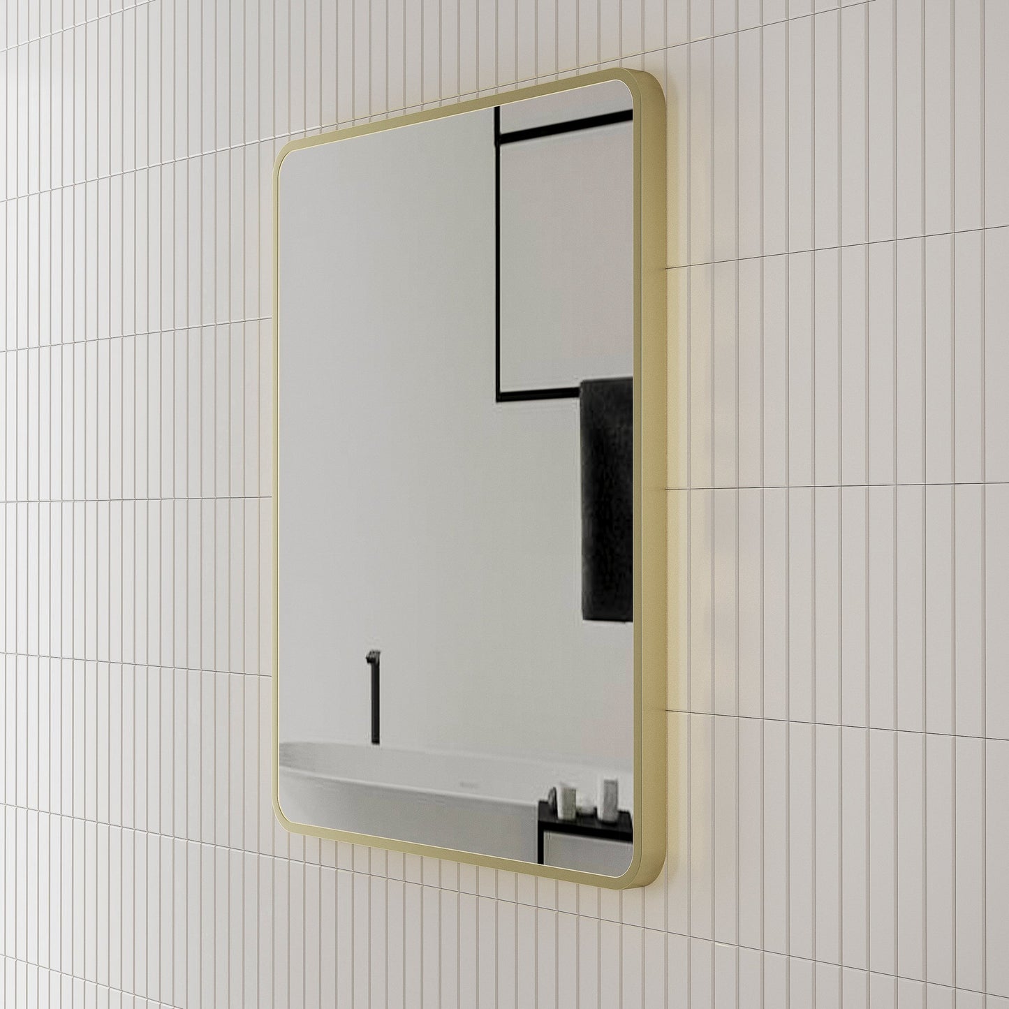 Retti Rectangular 600mm x 750mm Mirror with Brushed Brass (Gold) Frame