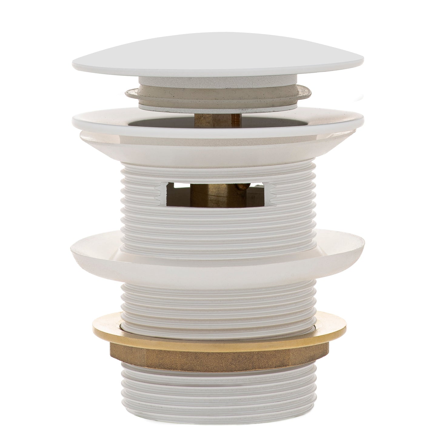 Dome Pop Short Bath Waste 40mm with Overflow and Pull-Out Basket, Matte White