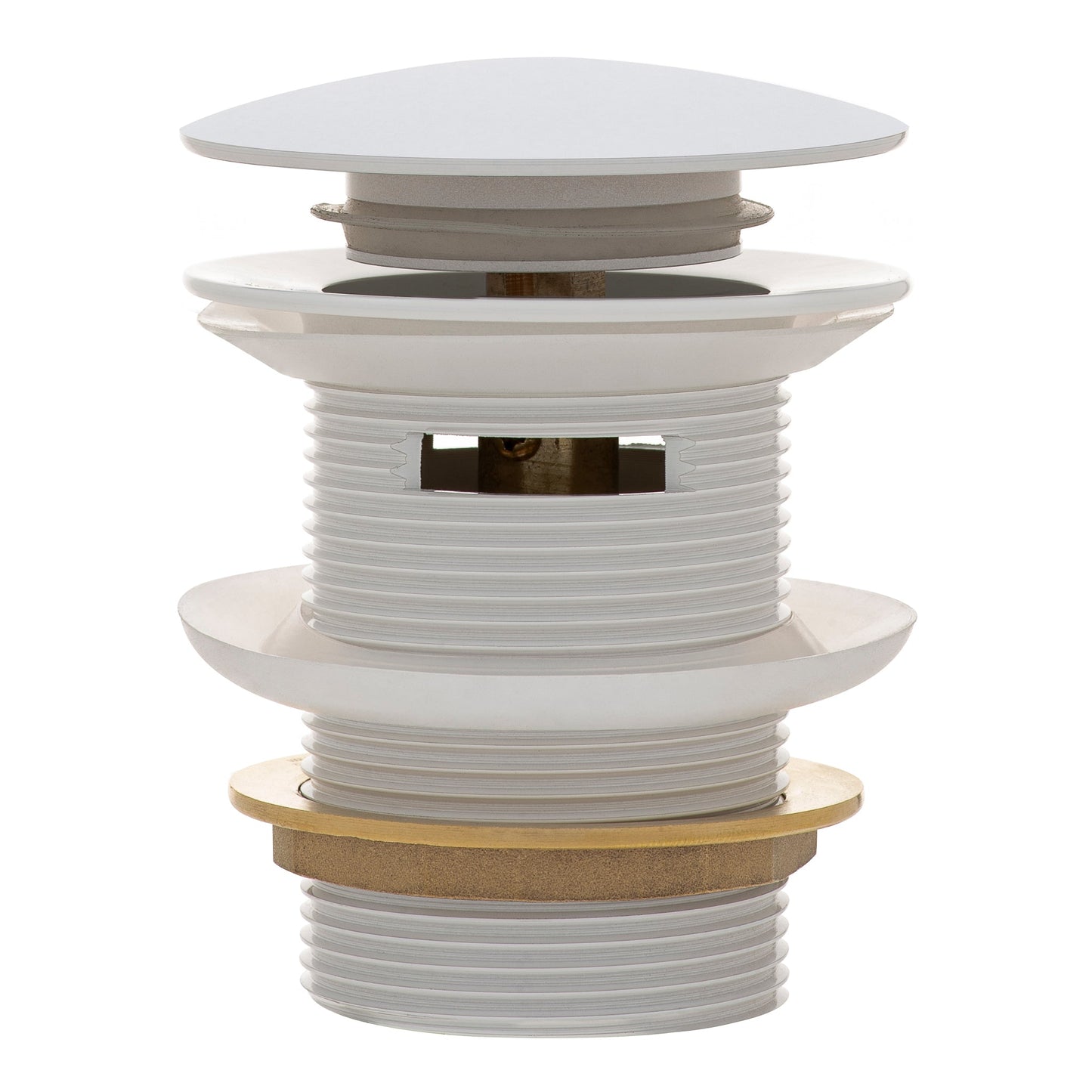 Dome Pop Short Bath Waste 40mm with Overflow and Pull-Out Basket, Gloss White