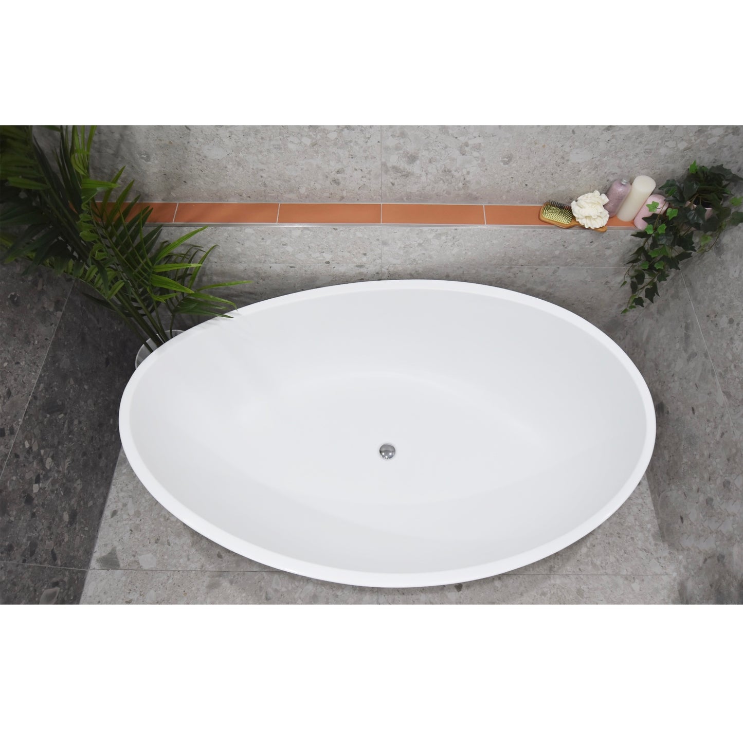 Wave 1800mm Oval Freestanding Bath, Matte White
