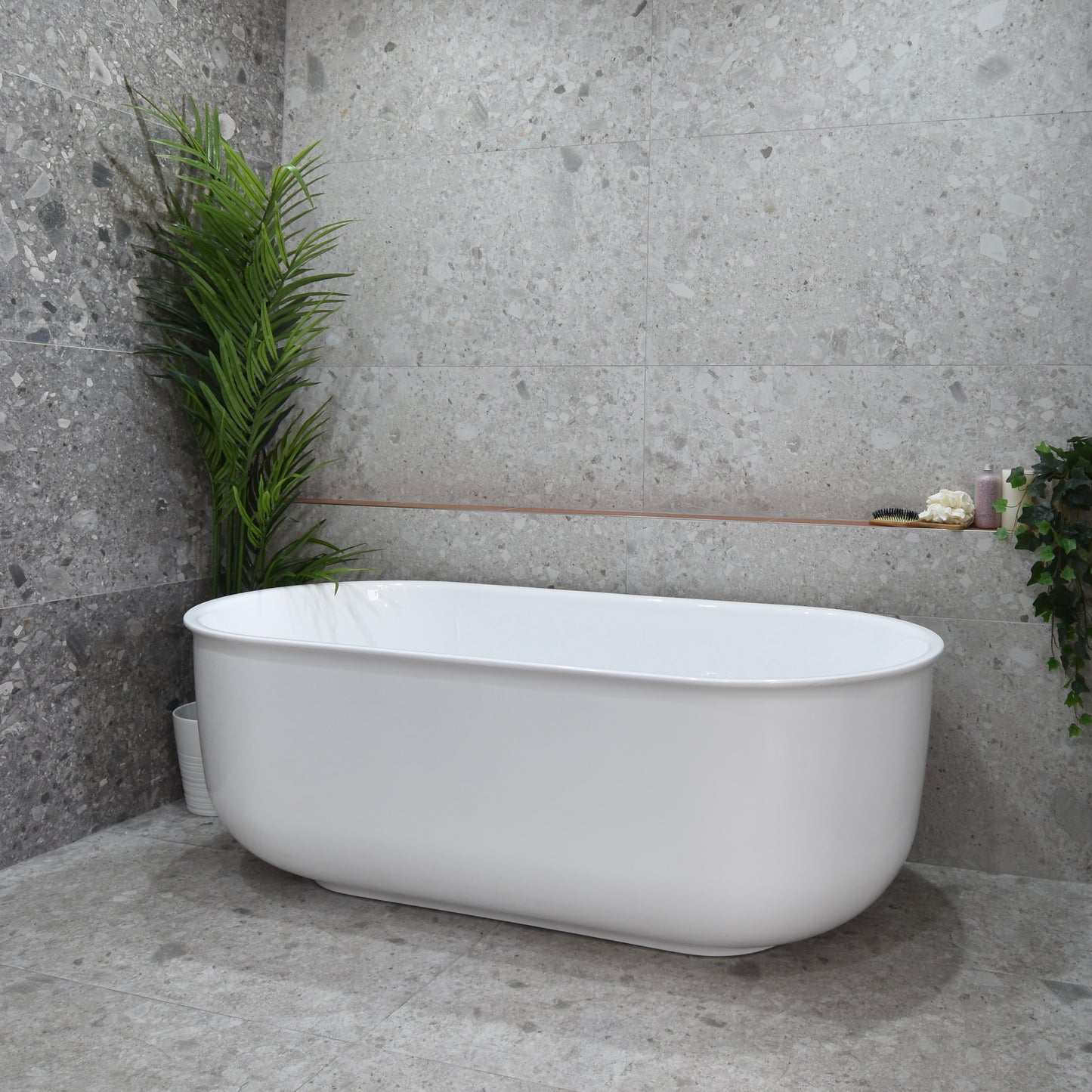 Mayfair Classic 1700mm Floating Oval Freestanding Bath, Gloss White