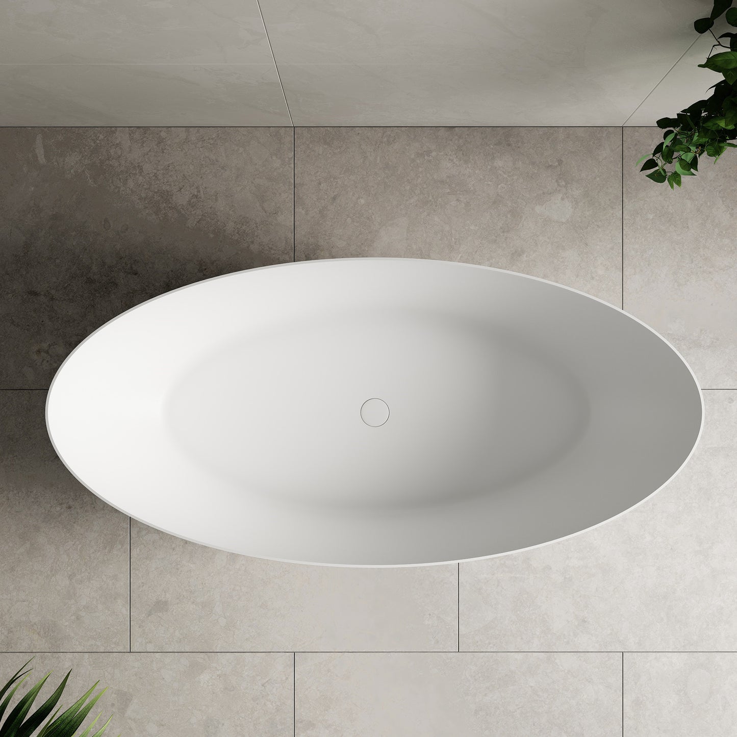 Petite Egg 1600mm Water-Saving (Low Volume) Artificial Stone Freestanding Bath | Matte White |